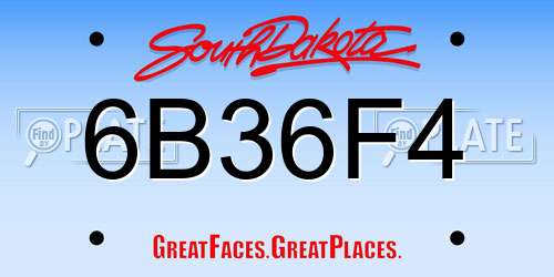 6B36F4 South Dakota License Plate
