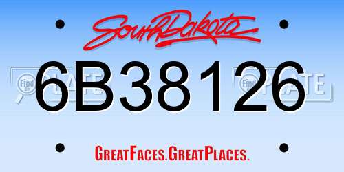 6B38126 South Dakota License Plate