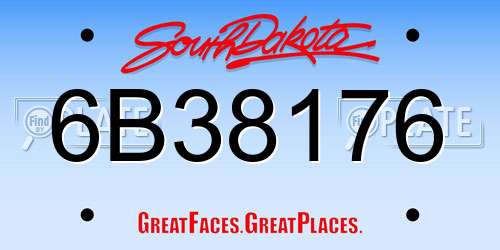 6B38176 South Dakota License Plate