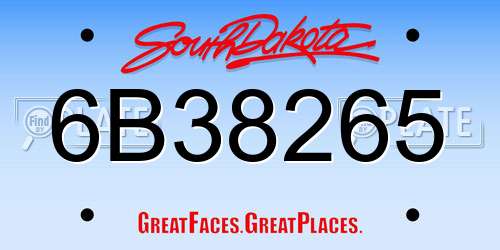 6B38265 South Dakota License Plate