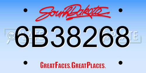 6B38268 South Dakota License Plate
