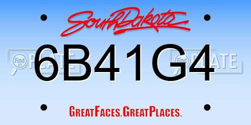 6B41G4 South Dakota License Plate
