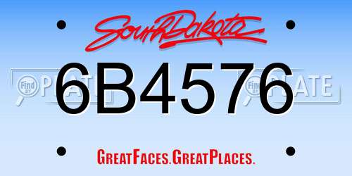 6B4576 South Dakota License Plate