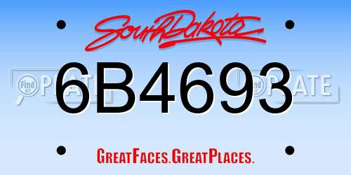 6B4693 South Dakota License Plate