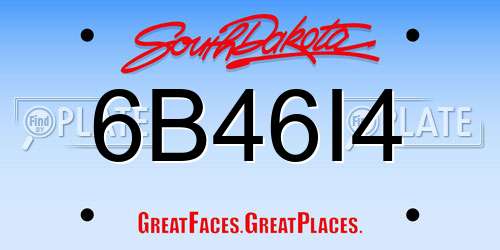 6B46I4 South Dakota License Plate