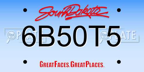 6B50T5 South Dakota License Plate
