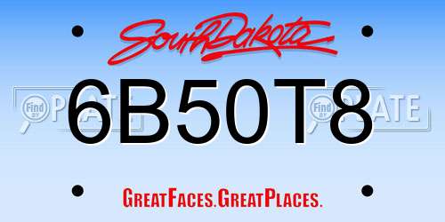 6B50T8 South Dakota License Plate