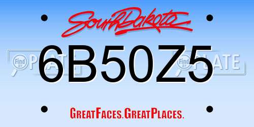 6B50Z5 South Dakota License Plate