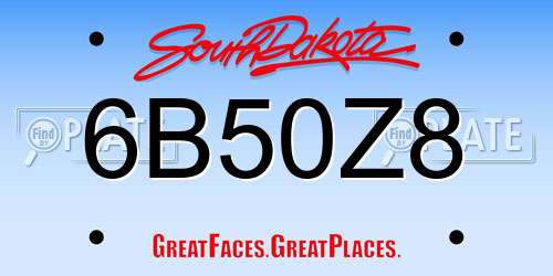 6B50Z8 South Dakota License Plate