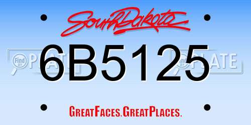 6B5125 South Dakota License Plate
