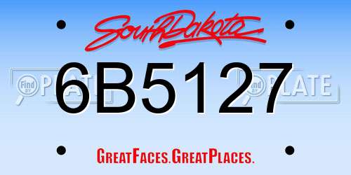 6B5127 South Dakota License Plate