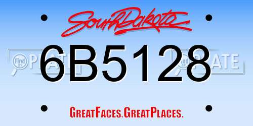 6B5128 South Dakota License Plate