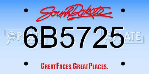 6B5725 South Dakota License Plate
