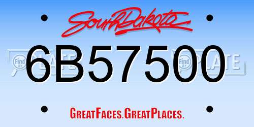 6B57500 South Dakota License Plate