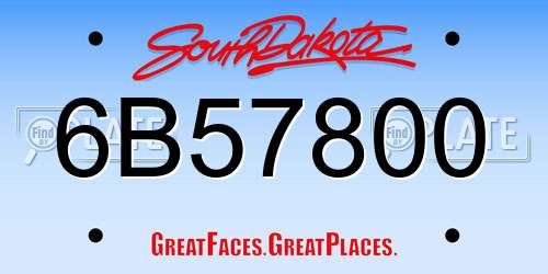 6B57800 South Dakota License Plate