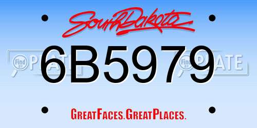 6B5979 South Dakota License Plate