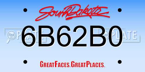 6B62B0 South Dakota License Plate