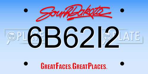 6B62I2 South Dakota License Plate