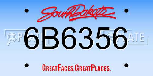 6B6356 South Dakota License Plate
