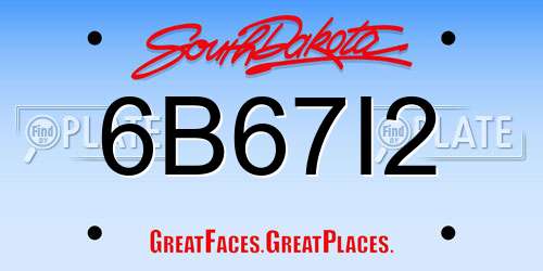 6B67I2 South Dakota License Plate