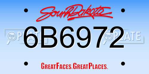6B6972 South Dakota License Plate