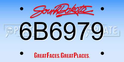 6B6979 South Dakota License Plate