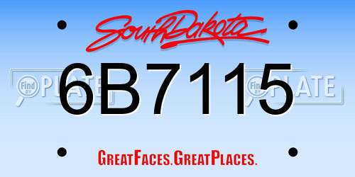 6B7115 South Dakota License Plate