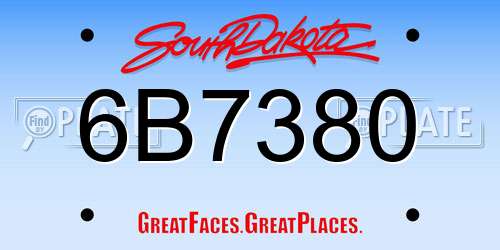 6B7380 South Dakota License Plate