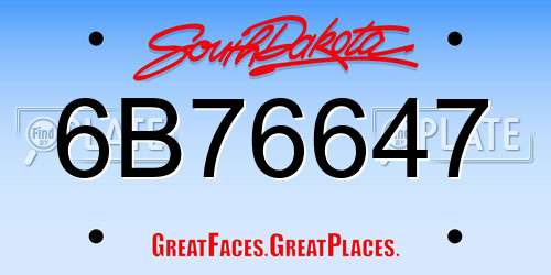 6B76647 South Dakota License Plate