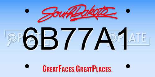6B77A1 South Dakota License Plate