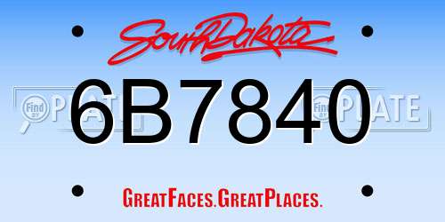 6B7840 South Dakota License Plate