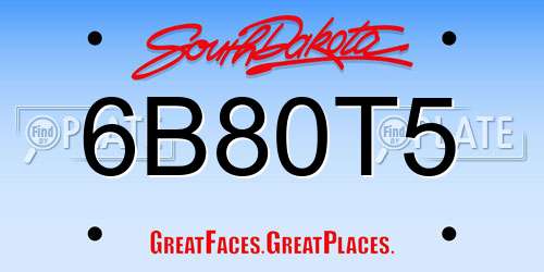 6B80T5 South Dakota License Plate