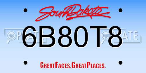 6B80T8 South Dakota License Plate