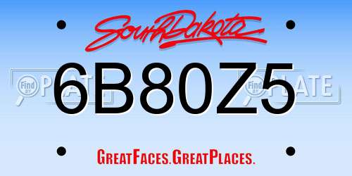 6B80Z5 South Dakota License Plate
