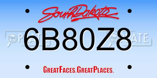 6B80Z8 South Dakota License Plate
