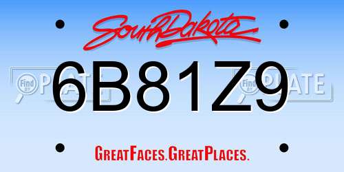 6B81Z9 South Dakota License Plate