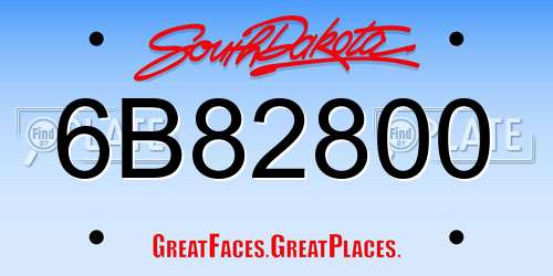 6B82800 South Dakota License Plate