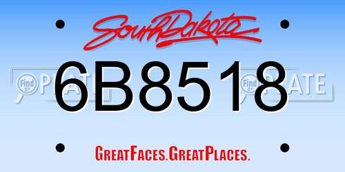 6B8518 South Dakota License Plate