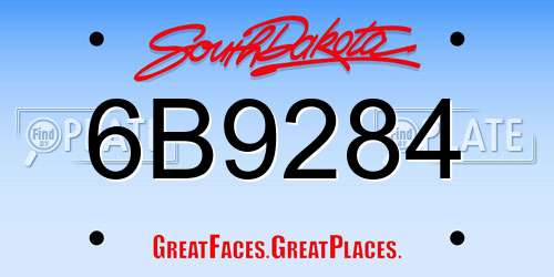 6B9284 South Dakota License Plate