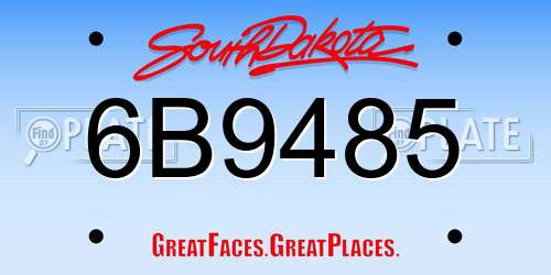 6B9485 South Dakota License Plate