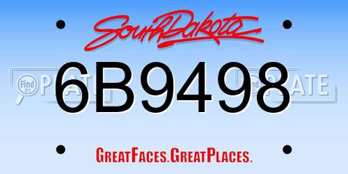 6B9498 South Dakota License Plate