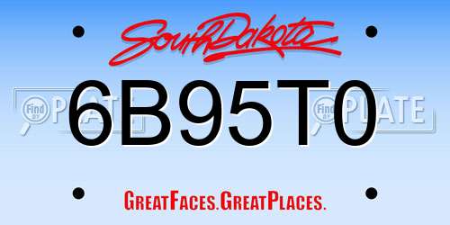 6B95T0 South Dakota License Plate