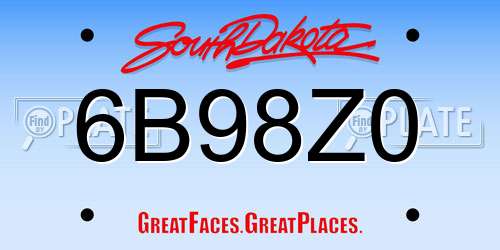 6B98Z0 South Dakota License Plate