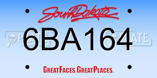 6BA164 South Dakota License Plate