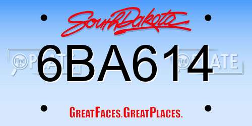6BA614 South Dakota License Plate