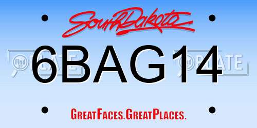 6BAG14 South Dakota License Plate