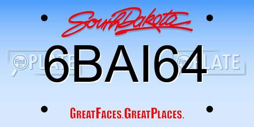 6BAI64 South Dakota License Plate