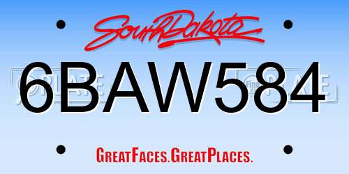 6BAW584 South Dakota License Plate