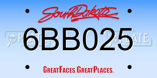 6BB025 South Dakota License Plate