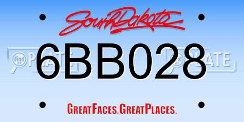 6BB028 South Dakota License Plate